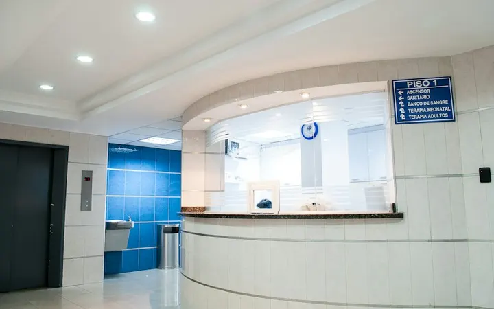 Bright hospital reception desk