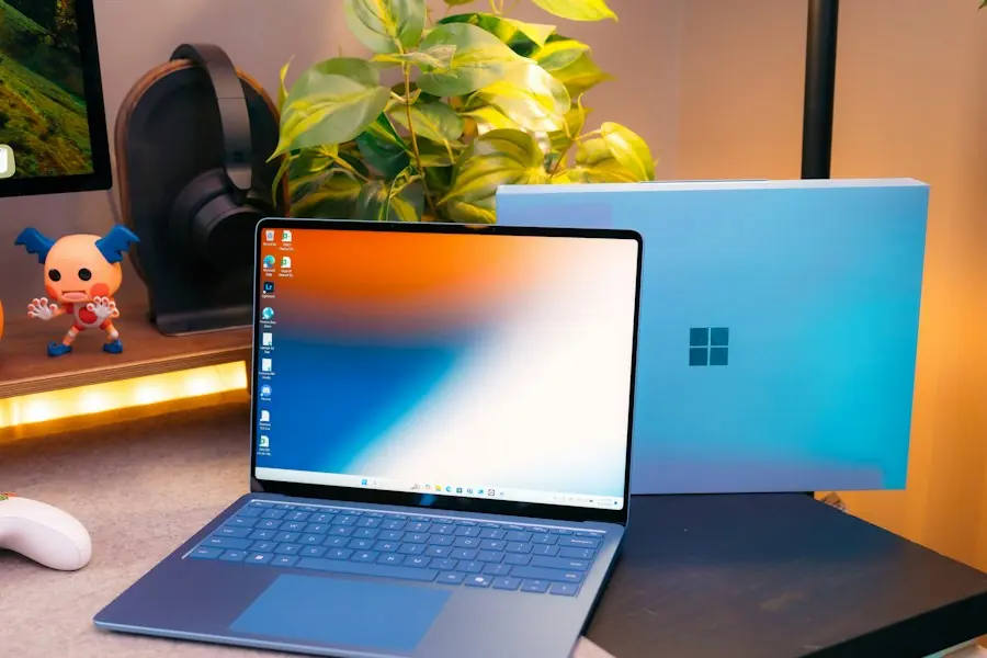 New laptops on a desk ready for deployment
