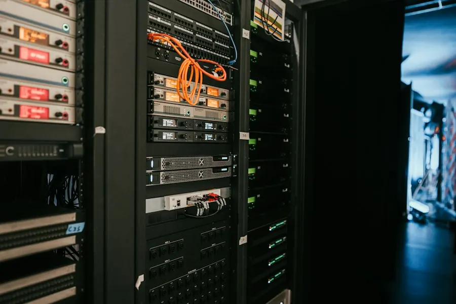 Rack of servers in a server room